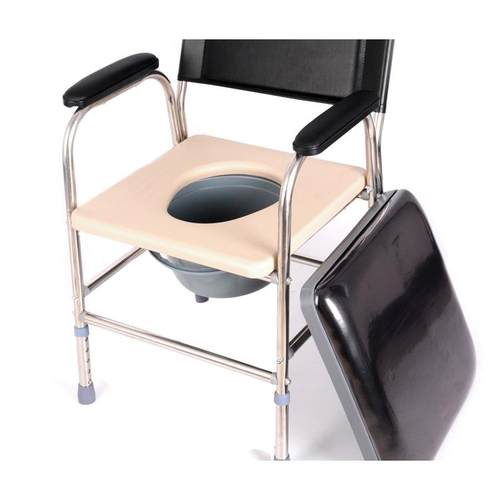 厂家直销坐便椅老人坐厕椅洗澡椅老人移动马桶坐便器不锈钢座便椅 - 图0