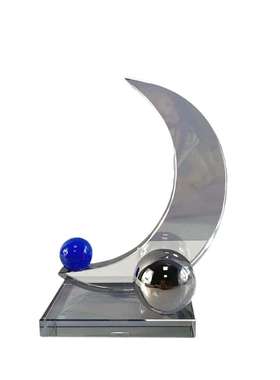 北欧轻奢创意家居烟灰色月牙水晶玻璃装饰摆件现代简约样板房酒柜