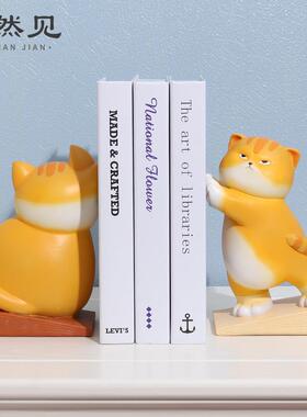 创意卡通可爱猫咪树脂摆件家居房间门档书房桌面装饰品书档