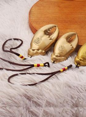 黄铜蟹钳手把件手中有钱创意饰品吊坠挂件手把玩小物件工艺品摆件