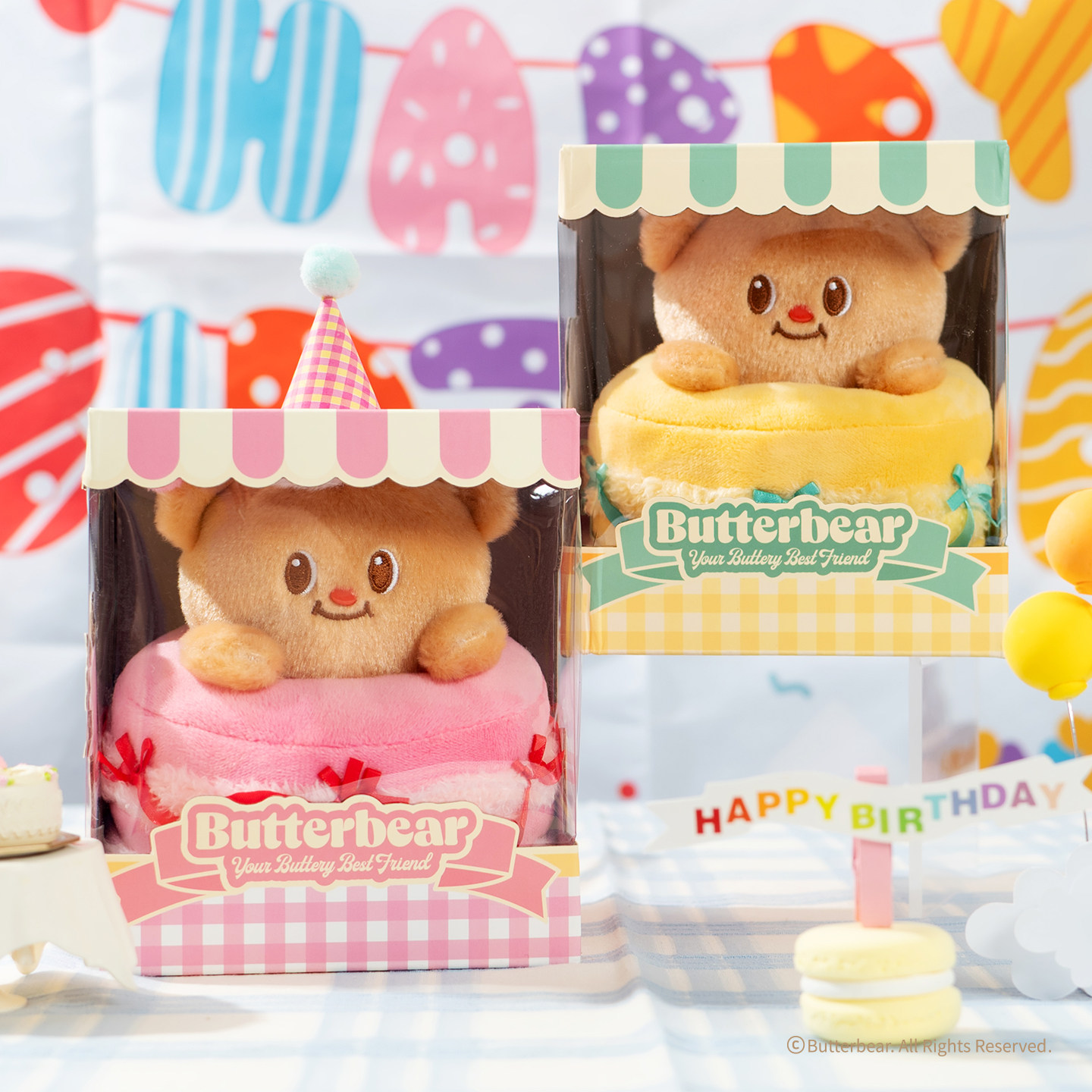 黄油小熊Butterbear毛绒玩偶生日快乐桌面摆件沙发置物生日礼物女,淘宝优惠券,粉丝福利购,淘宝优惠卷