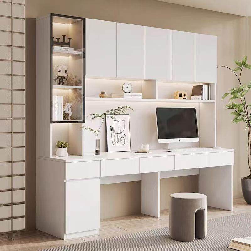 书实桌木双人电脑桌桌书架一体桌卧kng-002室家用办公学生儿学童,淘宝优惠券,粉丝福利购,淘宝优惠卷