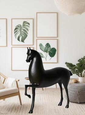 新中式树脂红马工艺品摆居件N2486家玄客软装样厅板房书房办公关