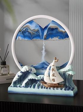 创意一帆风顺计时器流沙画摆件家居客厅酒柜电视柜装饰品乔迁礼品