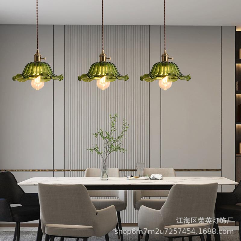 璃头餐床厅22939北欧民单宿头过道玄关吧台餐厅灯玻荷叶吊灯 - 图3