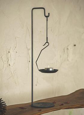 铁艺烛台复古禅意茶道书房文人装饰摆件仿古怀旧静物中国风蜡烛台