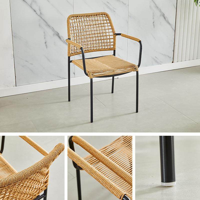 户外桌椅庭院花园铁艺绳编室外休闲藤椅三件套组合咖啡厅摆摊椅子,淘宝优惠券,粉丝福利购,淘宝优惠卷