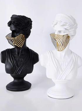 北欧黑白维纳斯人像大卫雕塑人物头像客厅样办公室树脂工艺品