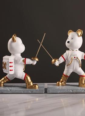 航小熊摆件X8631太宇人礼击剑现代可爱童趣家居书房空桌面装饰品