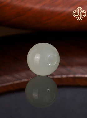 建廷和田玉晴水散珠10mm 大孔珠 收藏级冰底玉珠单珠配珠圆珠