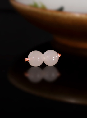 建廷天然和田玉藕粉散珠8mm 收藏单珠羊脂玉 圆珠隔珠多宝配珠