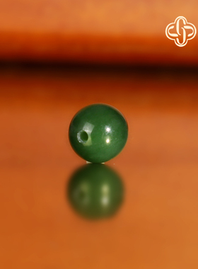 建廷天然俄料碧玉单珠8mm 老坑菠菜绿高货收藏和田玉散珠圆珠