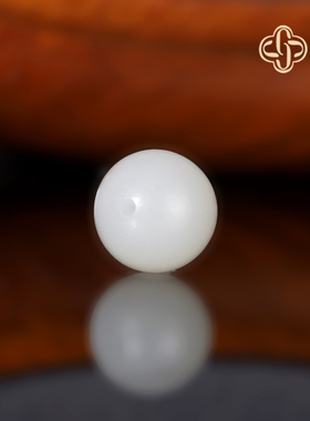 建廷俄料和田玉白玉单珠12mm 油润哑光猪油膏质感 羊脂白玉配珠