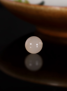 建廷天然和田玉藕粉散珠9.7mm 收藏单珠羊脂玉 圆珠隔珠多宝配珠