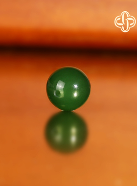建廷天然俄料碧玉单珠9.5mm 老坑菠菜绿高货收藏和田玉散珠圆珠