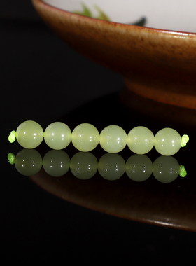 建廷建廷新疆和田玉若羌黄口散珠6mm6颗 羊脂玉圆珠配珠隔珠