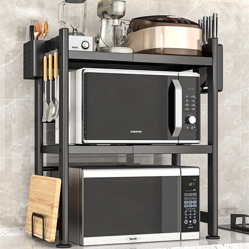 空气炸锅可伸缩微波炉架子厨房置物D架双层台面储物电饭煲烤箱收,淘宝优惠券,粉丝福利购,淘宝优惠卷