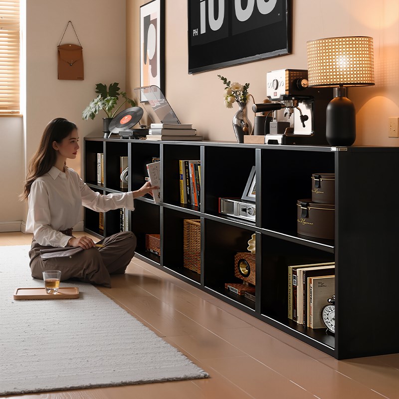 Solid wood bookshelf floor-standing storage rack lattice cabinet combination storage storage K display cabinet to go to the living room home bookcase