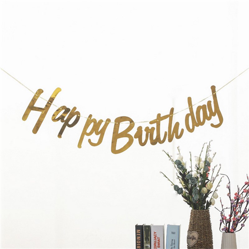 速发生日装饰烫连拉花金体h幅 birthd生日快乐字母串横y烫金拉旗 - 图2