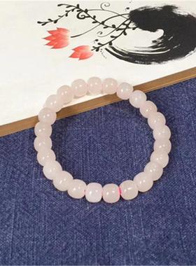 手链女手串和田玉料珠单圈款礼物天然颗项链珍珠风青海藕粉色老型