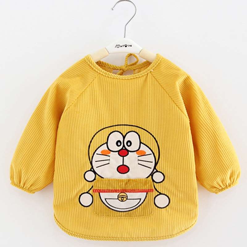 Baby smock, children's apron, reverse dressing, baby eating bib, autumn and winter long-sleeved waterproof and anti-dirty baby boy protective clothing