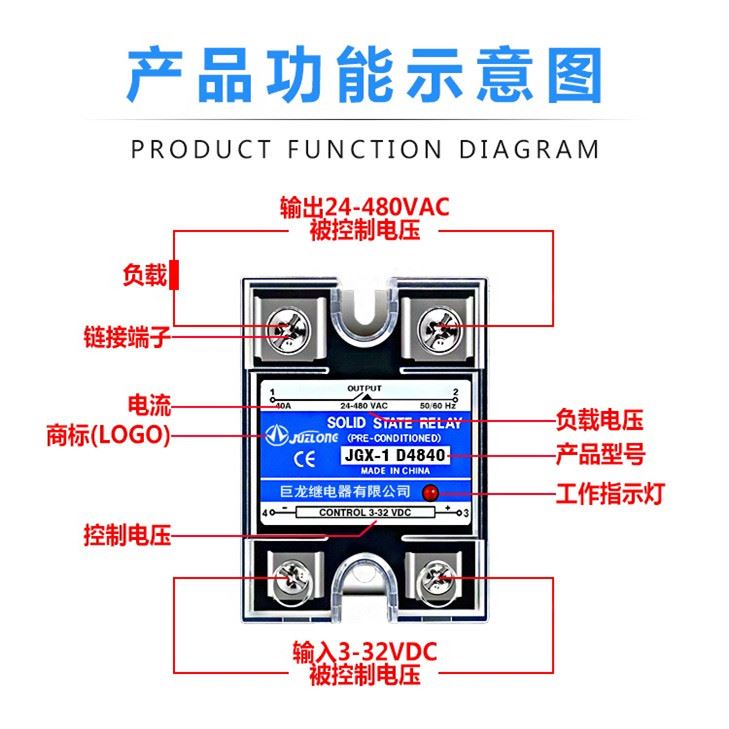 JGX-1 D4840 4825 4860 4880 48100 SSR-40DA 25DA单相固态继电器 - 图0