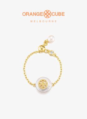 Orange Cube幸运泡泡戒指珍珠情侣对戒可调节礼物送女友