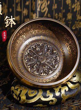 音钵颂钵尼泊尔手工雕刻经文钵静心音波轻疗愈教程篆刻法海佛音碗