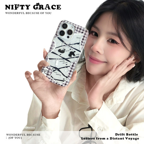 灰色格调IMD透明双层磨砂原创设计iphone17promax手机壳苹果16新款15pro适用13防摔耐脏14保护套外壳小众情侣 - 图1