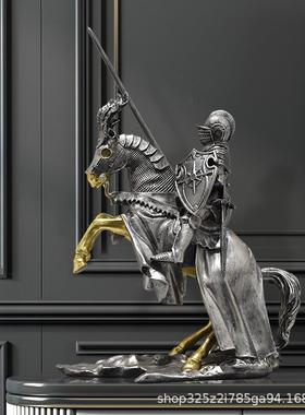 北欧复古铠甲骑士马到成功摆件创意中式客厅办公室装饰品开业礼品