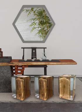 速发水晶透艺环氧树脂墩子坐凳椅子边几雕塑摆件工明品家居装饰品