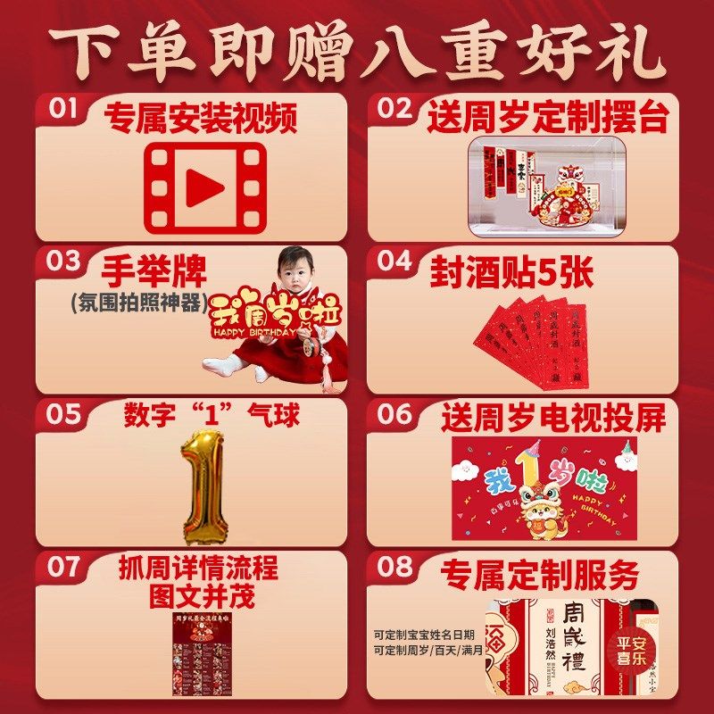 龙宝宝周岁生日布置kt板背景墙装饰生日氛围场景道具男女孩周岁礼,淘宝优惠券,粉丝福利购,淘宝优惠卷