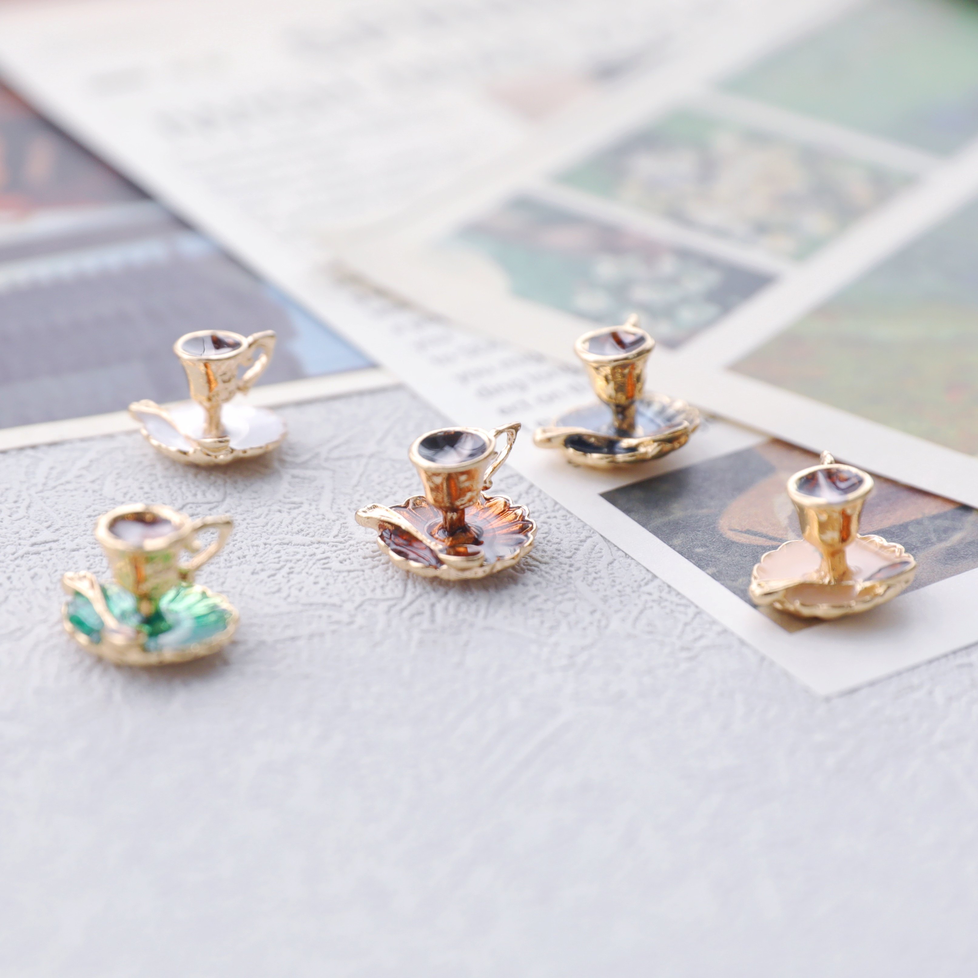 日本进口复古迷你咖啡杯下午茶配件DIY饰品配件耳环吊饰项链挂件,淘宝优惠券,粉丝福利购,淘宝优惠卷