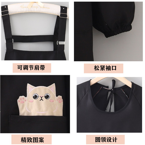 时尚防泼水围裙成人奶茶店餐厅专用工作服耐磨透气反穿罩衣定制女 - 图1