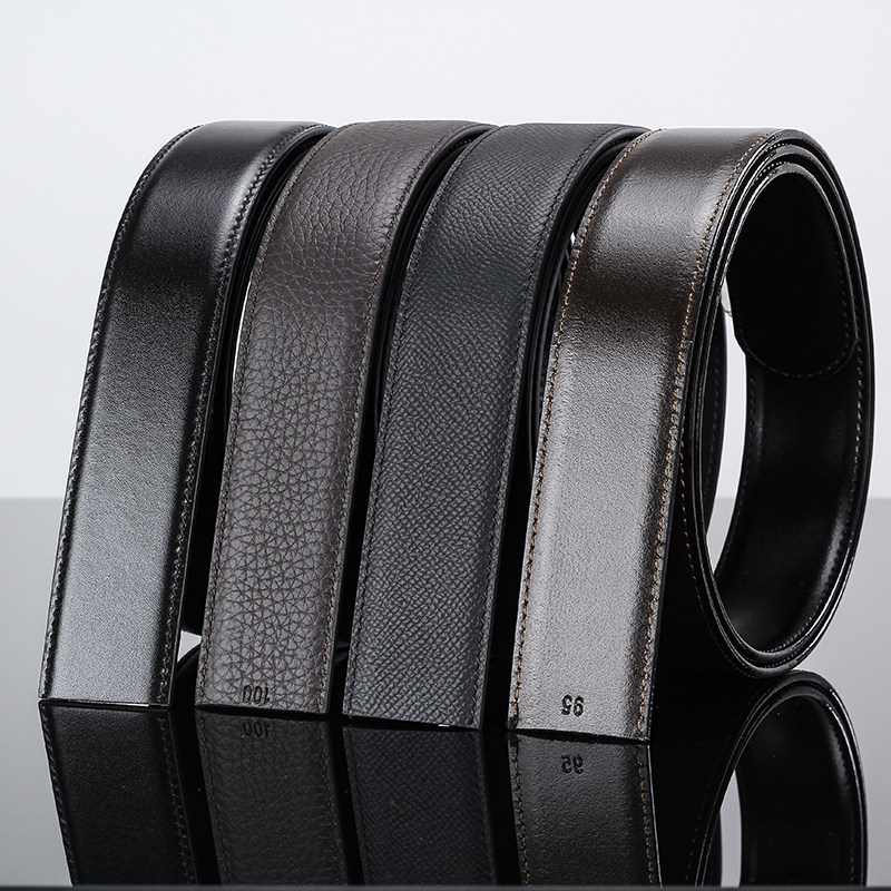 LVOG3.4宽适用菲拉宝龙格慕替换皮带不带头真皮男士西裤无头腰带