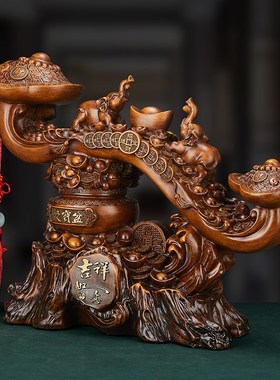 吉祥玉如意摆件中式玄关家居客厅电视柜装饰品乔迁开业礼物办公室