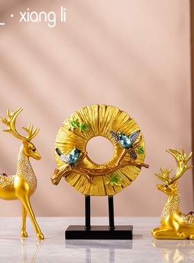 树脂梅花鹿摆件客厅电视柜酒柜装饰品玄关麋鹿工艺品摆饰乔迁礼品