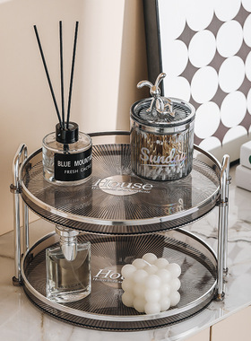 高端精致茶杯托盘轻奢高档家用客厅餐桌装饰品双层零食水果收纳盘