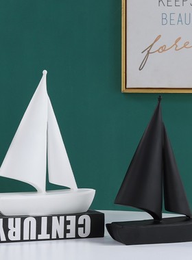 一帆风顺帆船艺术摆件北欧创意客厅书房电视酒柜办公室桌面装饰品