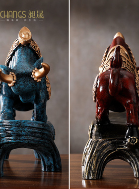 牛新年开业礼物创意办公室家居中式客厅电视柜玄关摆件酒柜装饰品