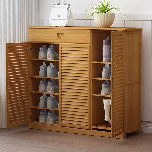 楠竹鞋柜家用门口简约现代多层实木鞋柜防尘大容量收纳简易鞋架子 - 图2