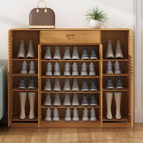 楠竹鞋柜家用门口简约现代多层实木鞋柜防尘大容量收纳简易鞋架子 - 图3