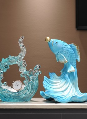 速发柜年有余室公办招财摆件客厅酒年电视柜锦鲤鱼家居装饰品乔迁