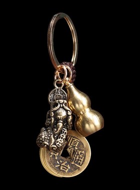 速发铜貔貅扣五钱葫芦件男装朱砂汽车扣挂士士铜钱挂饰