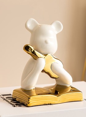 速发思考熊风意创家居酒柜电视柜装饰品摆件高小感级众轻奢高档