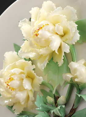 速发陶瓷手工牡丹礼挂客摆件盘厅电视柜酒柜博古架装饰品新居乔迁