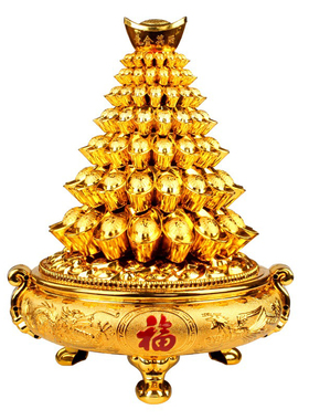 速发品色元宝山斗方四聚宝盆摆件公司开业礼金家居摆设