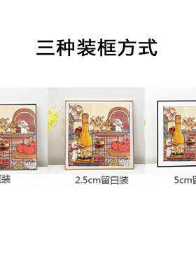 节日猫咪500片拼图相框配套框50.8*50.8实木画框相框拼图裱框