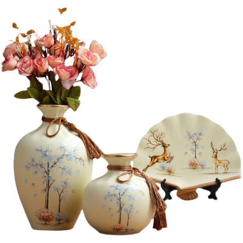 欧式陶瓷花瓶摆件插花现代简约客厅玄关轻奢干花家居装饰摆D&,淘宝优惠券,粉丝福利购,淘宝优惠卷