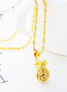 民族风镂空福袋镀黄金吊坠吉祥如意镂空钱袋项坠淘宝微商礼品